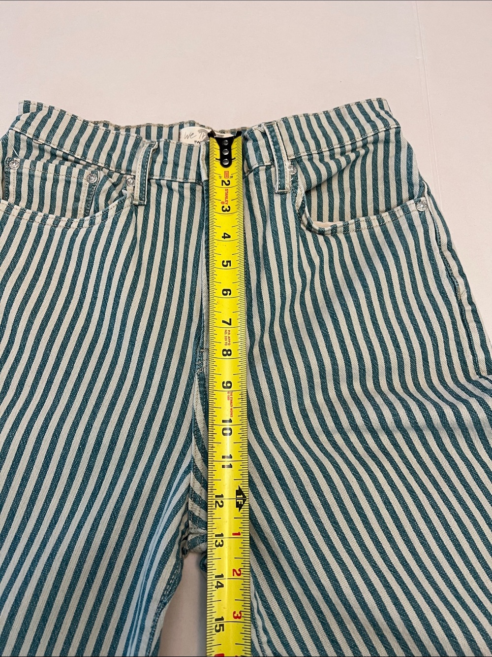 FREE PEOPLE WE THE FREE ASTORIA HIGH RISE BLUE /WHITE STRIPED WIDE LEG JEANS 27 - Picture 8 of 14